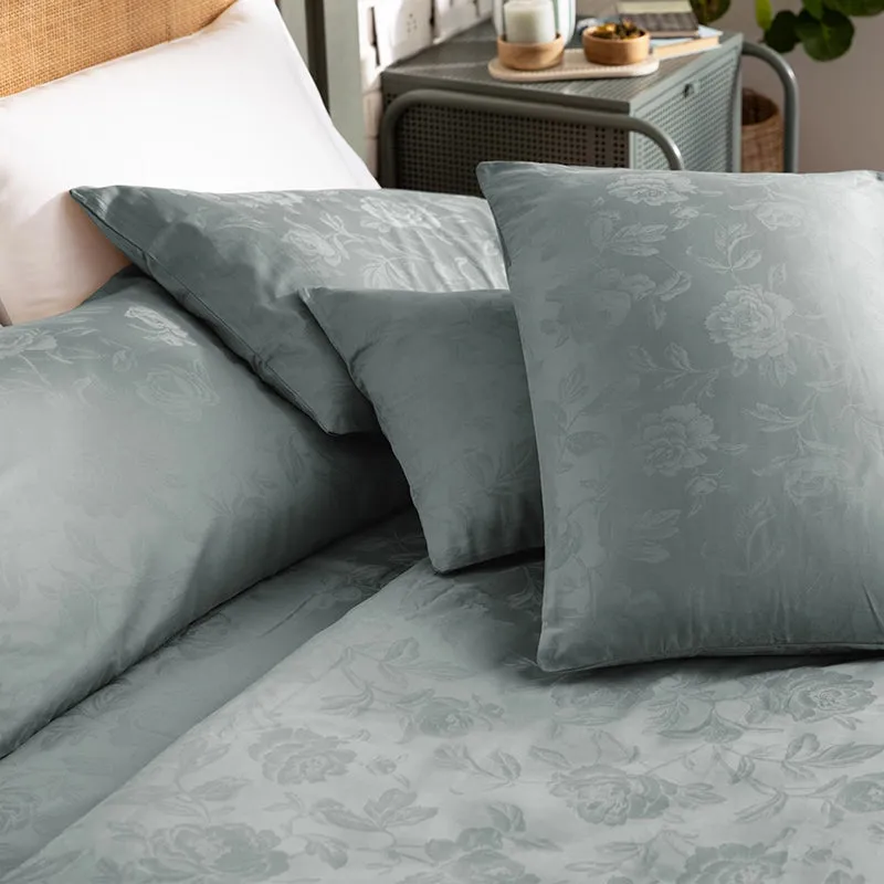 Blooming Rose Fitted Jacquard Cotton Bedsheet (Light Grey) - 300 TC media 8