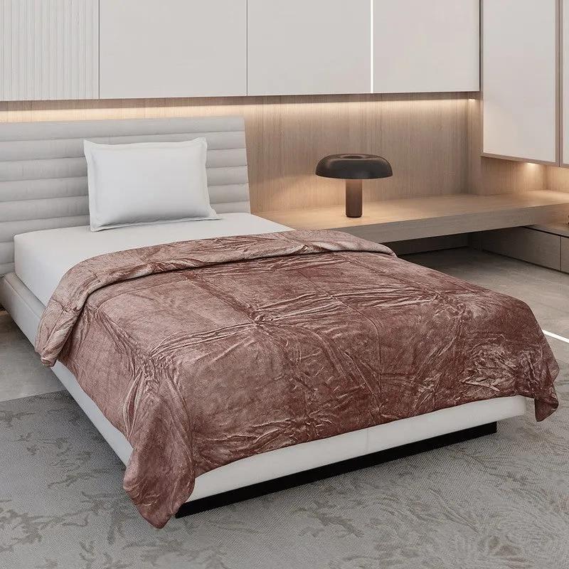 Monte Carlo Luxora Solid Polyester Blanket (Brown) - 300 GSM media 1