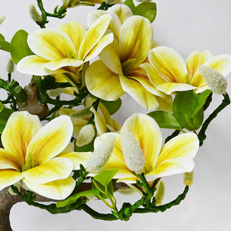 Magnira Artificial Magnolia Tree With Black Plastic Pot (White & Yellow) - 50 cm media 4