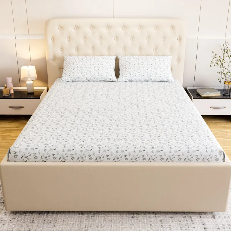 Rosewood Floral Cotton Bedsheet (Green) - 180 TC media 4