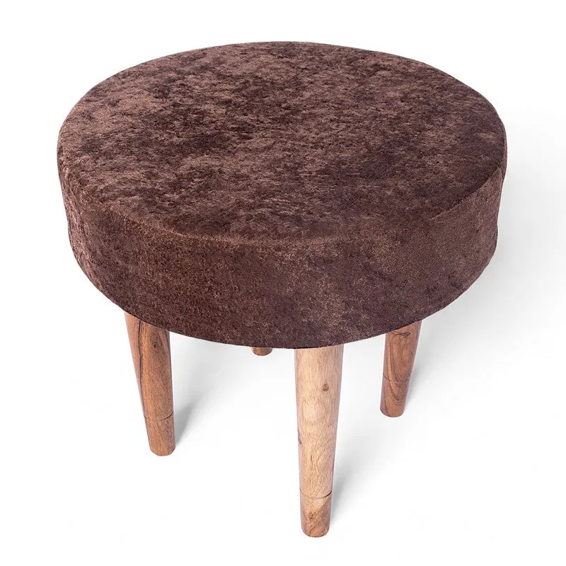 Ozeno Sheesham Wooden Stools (Brown) - Set Of Two media 3