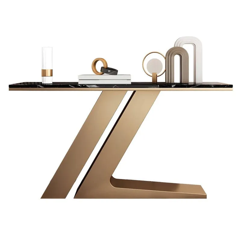 Narrow Foyer Metal Console Table with Marble Top - Large media 7