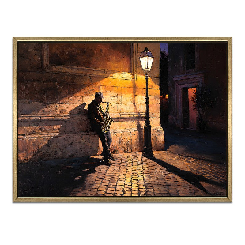 Saxophone Solitude Canvas Wall Painting With Frame media 3