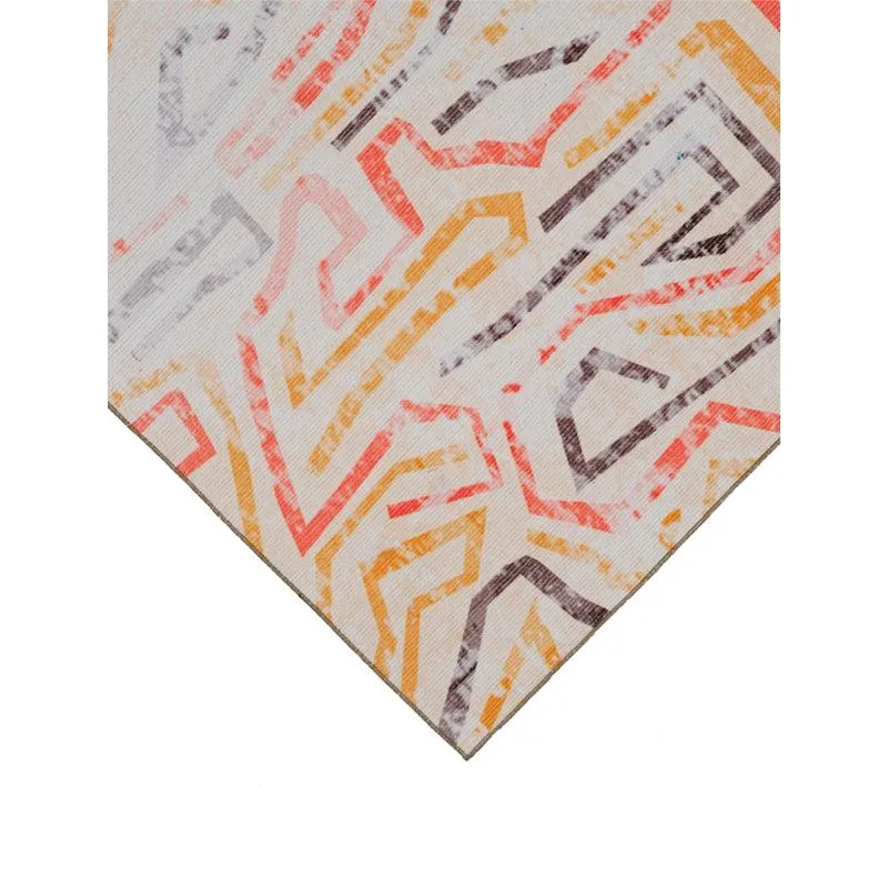 Corner view of the abstract multicolour carpet