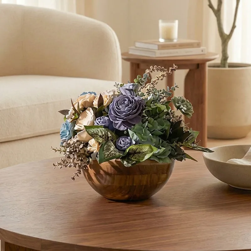 Madva Solawood Floral Bunch In Wooden Pot media 1