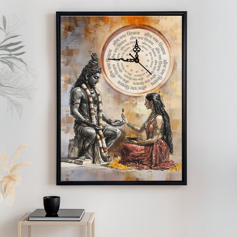 Shiva Shakti Wall Art With Clock media 3