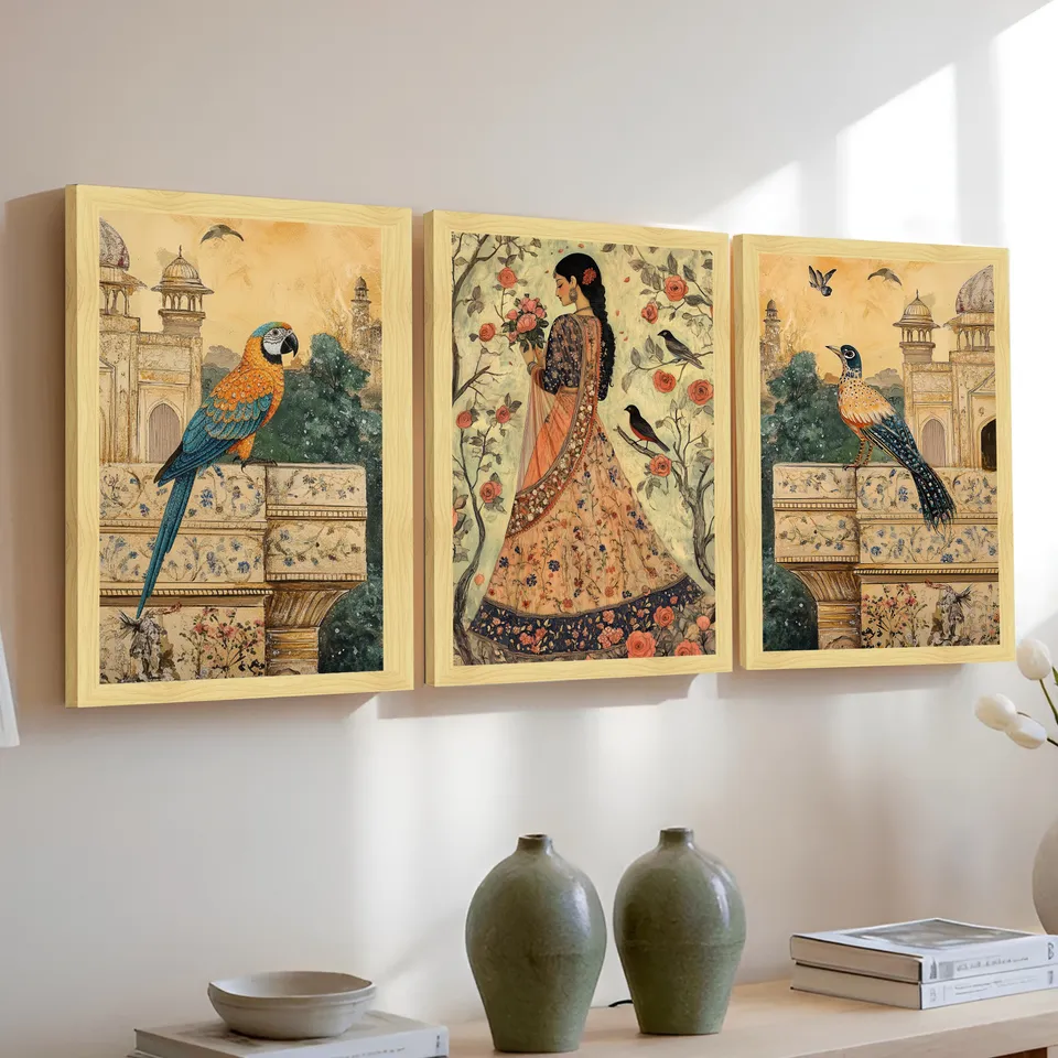 Royal Peacock Courtyard Wall Art Collection - Set Of Three media 3