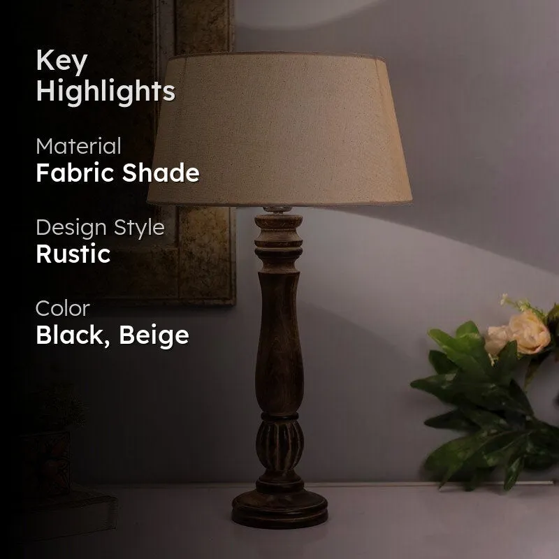 Vintage Victorian Fabric Table Lamp - bEIGE,bROWN media 2