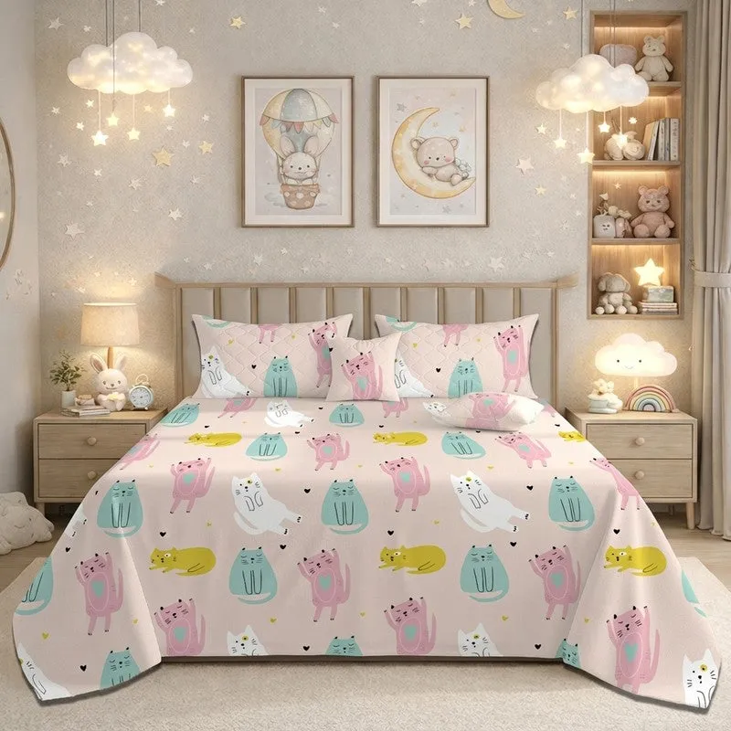 Colorful Cat GlaceCotton Kids Bedding Set (180 GSM) - Five Piece Set media 3