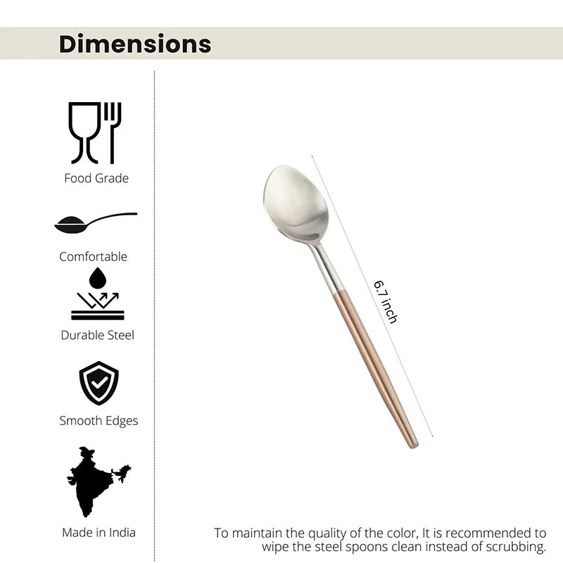 Stirling Stainless Steel Spoon Set (Silver & Brown) - Set Of Six media 6