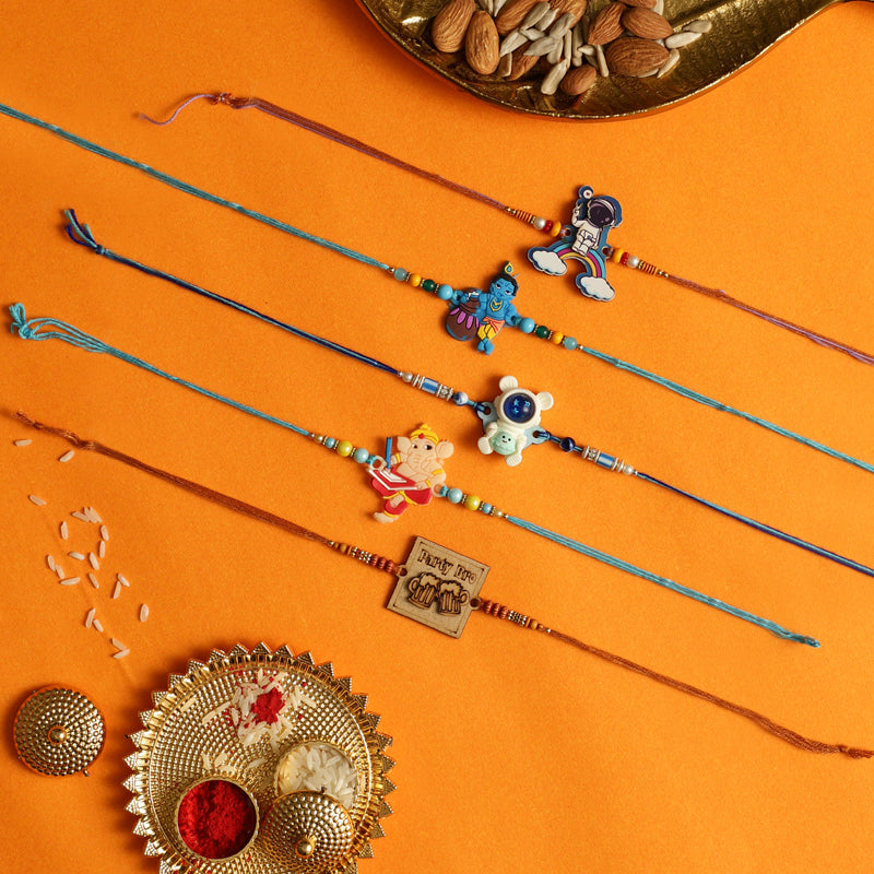 Rakshya II Rakhi with Roli Chawal - Six Piece Set