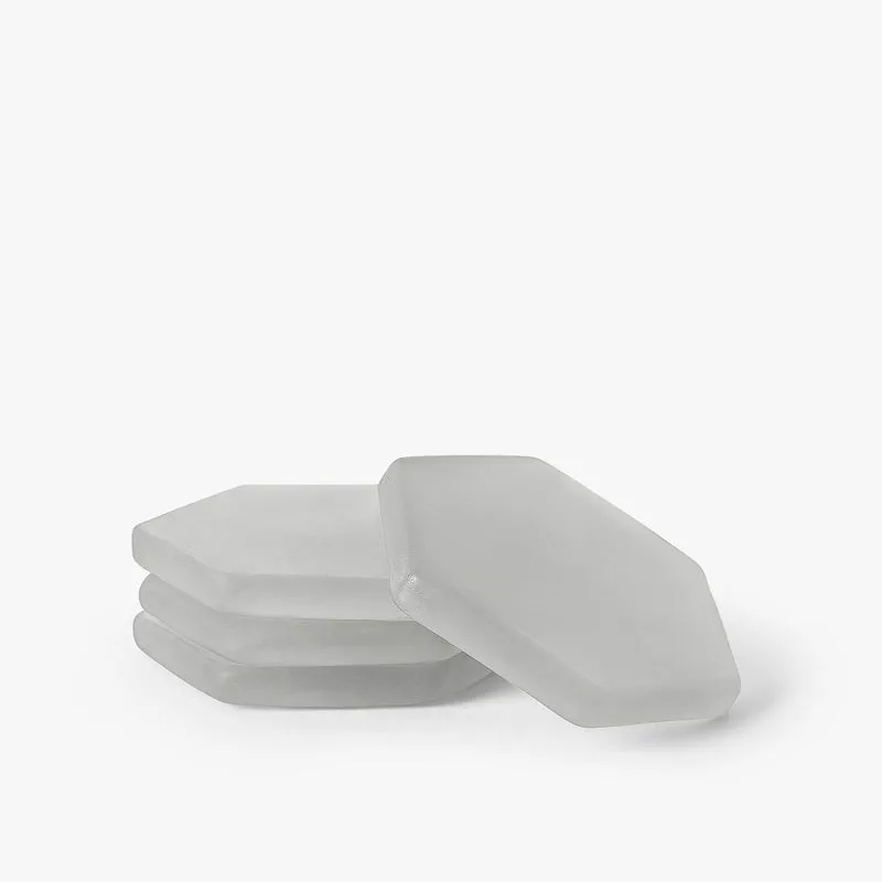 Glossy Hexa Glass Coaster (White) - Set Of Four media 4