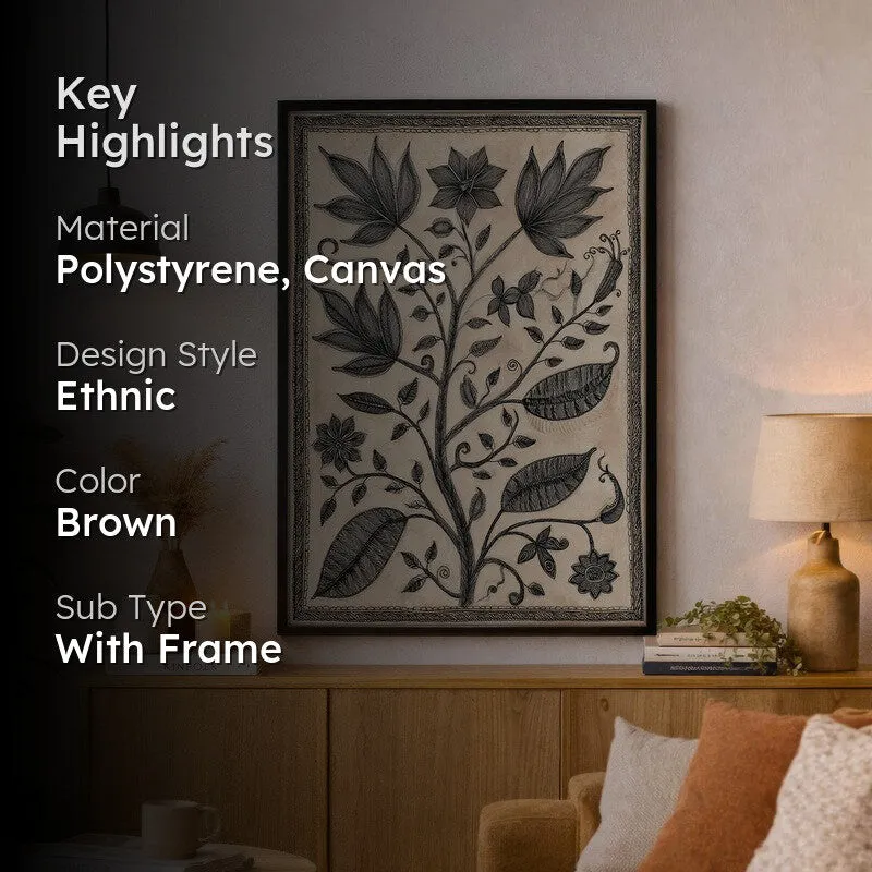 Floral Sketch Canvas Wall Painting With Black Frame media 2
