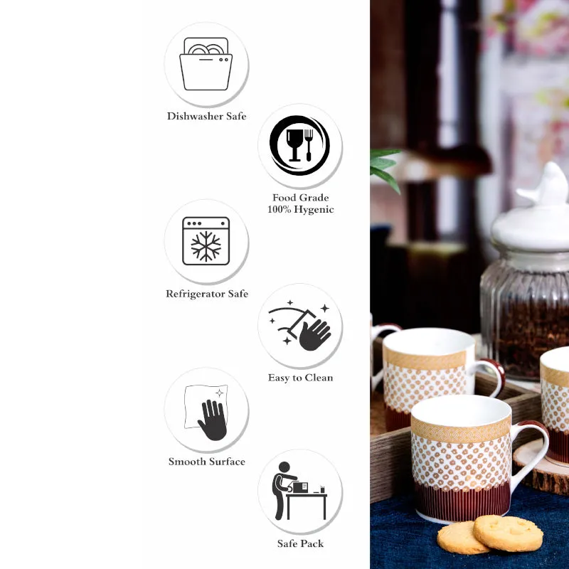 Sonaki Giselle Charm Bone China Tea Cup Gold & Brown (210 mL Each) - Set Of Six media 4