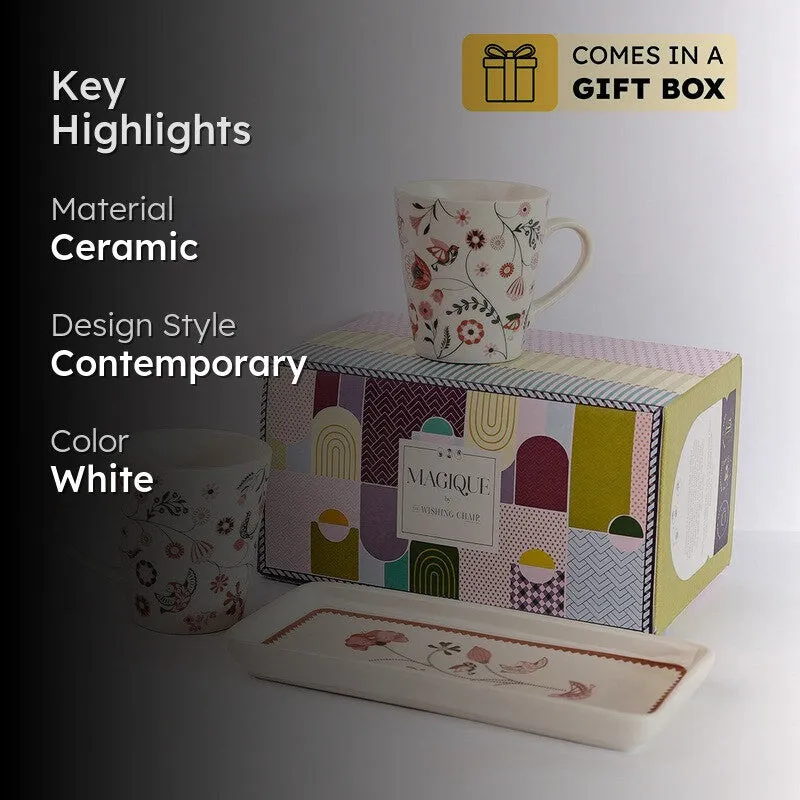 Magique by the Wishing Chair Kalahari 2 Ceramic Mugs & 1 Ceramic Platter Gift Box Set (300 mL Each) - Three Piece Set media 2