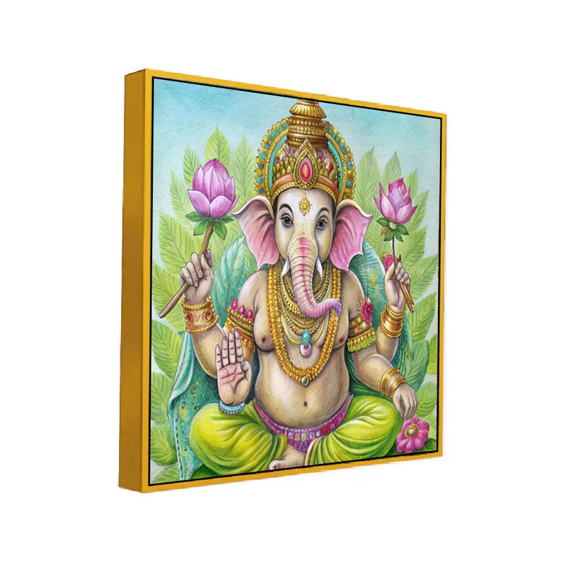 Vibrant Ganesha Canvas Wall Art With Frame media 3