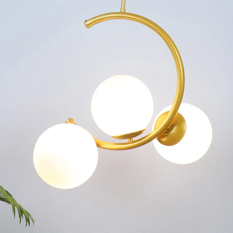 Pearl Curve Iron Moon Ceiling Lamp media 4