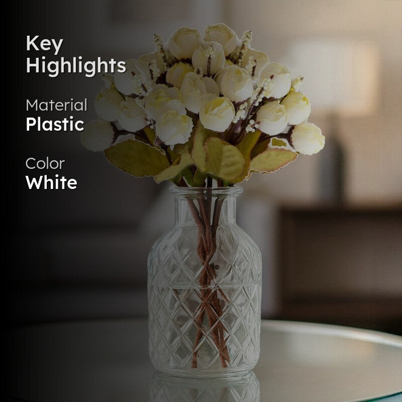 Faux Rose Floral Stick - Ivory media 2