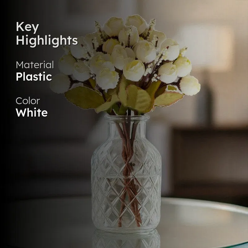 Faux Rose Floral Stick - Ivory media 2