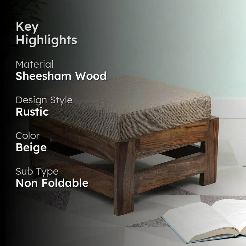 Lavro Sheesham Wooden Bench with Stool (Beige) - Two Piece Set media 2