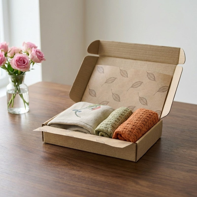 Softelle Bamboo Cotton Hand Towels with Box - Set Of Three