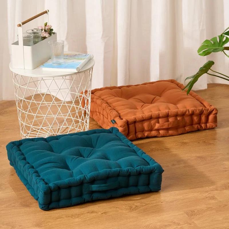Fluffscape Solid Cotton Floor Cushion - Brown media 5
