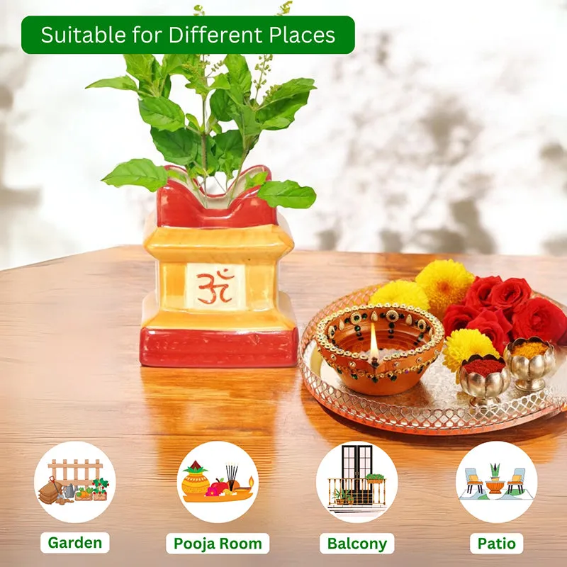 Adya Tulsi Planter - Red & Yellow media 4