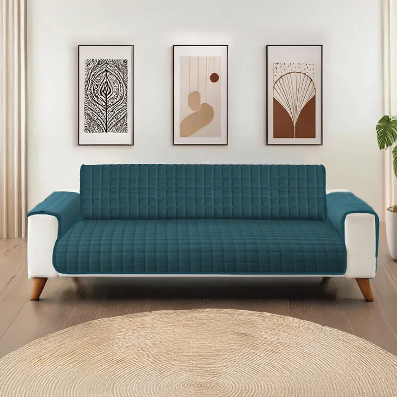 Urban Space Teal Textured Sofa Cover media 1