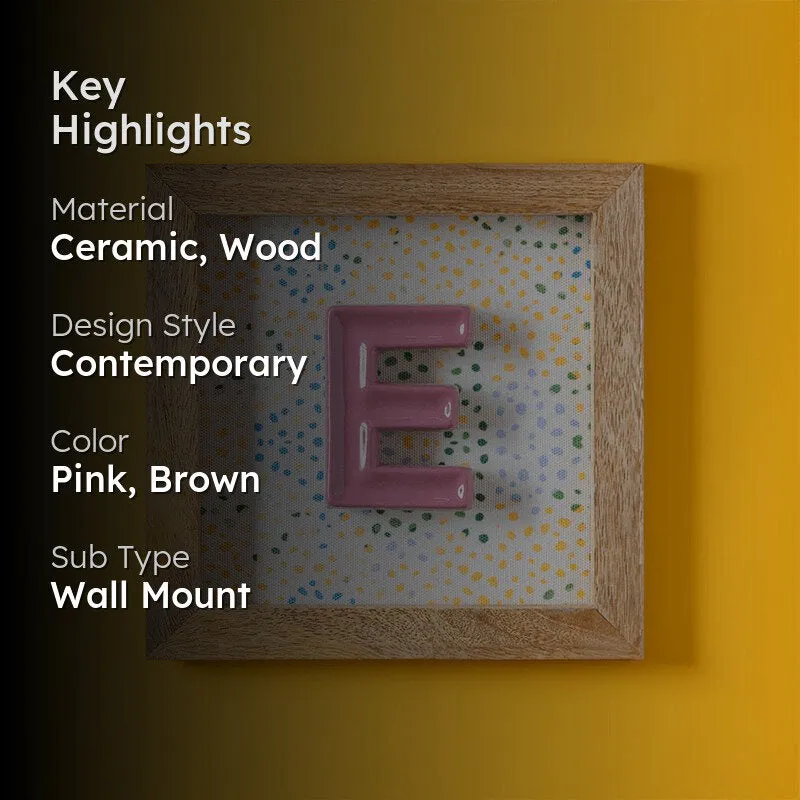 (E) Mini Mottled Mono Ceramic & Wooden Wall Accent - Pink media 2