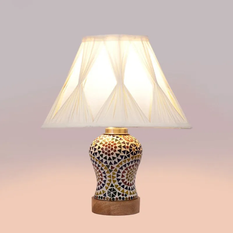 Aurenique Smocked Wooden Table Lamp - Multicolor media 6