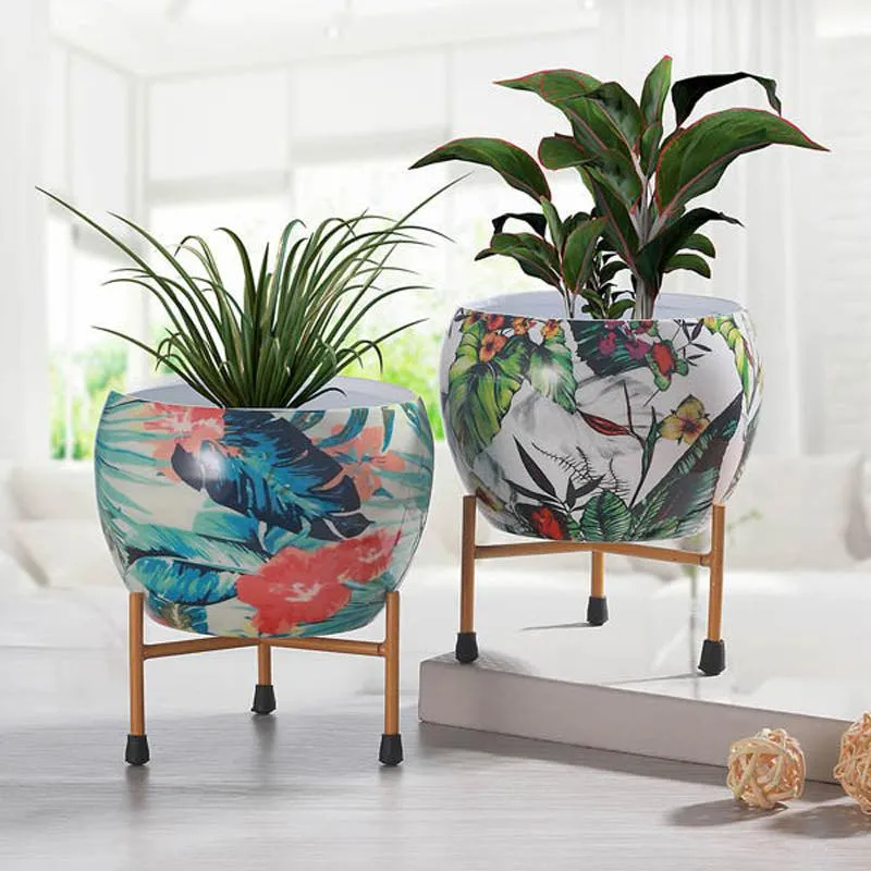 Tropical Tweet Handcrafted Planter With Stand - Four Piece Set media 14