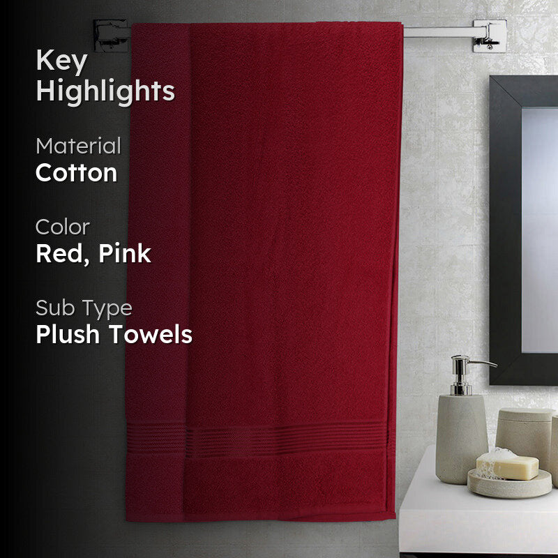 Nuage Cotton Bath Towel (Pink & Red) - Set Of Two media 2