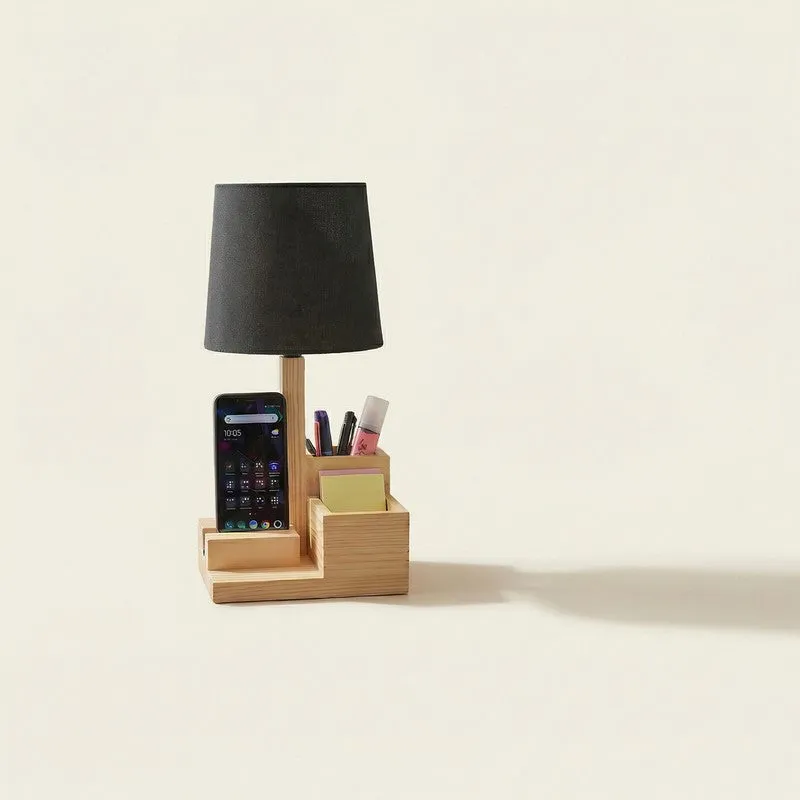 Hyve Desk Organiser Jute Table Lamp - Black,Brown media 4