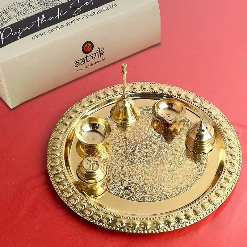 Elegant Brass Pooja Thali media 1
