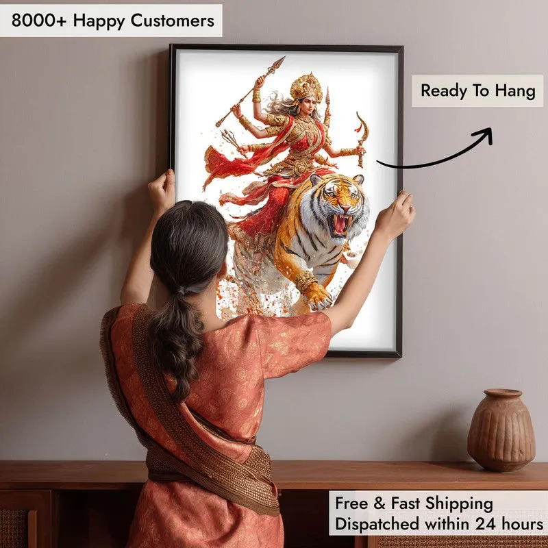 Maa Durga With Tiger Archival Paper Wall Art media 5