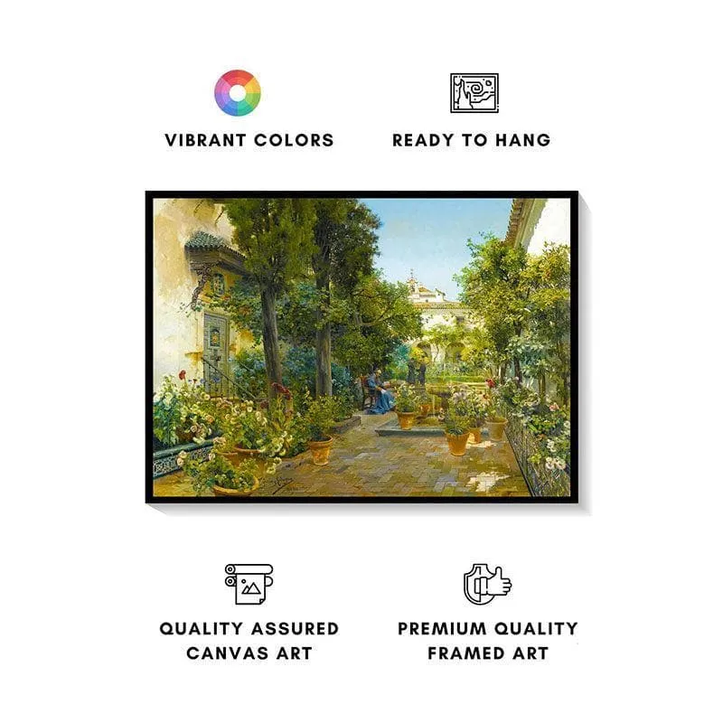 Garden In Seville Wall Painting - Black Frame media 4