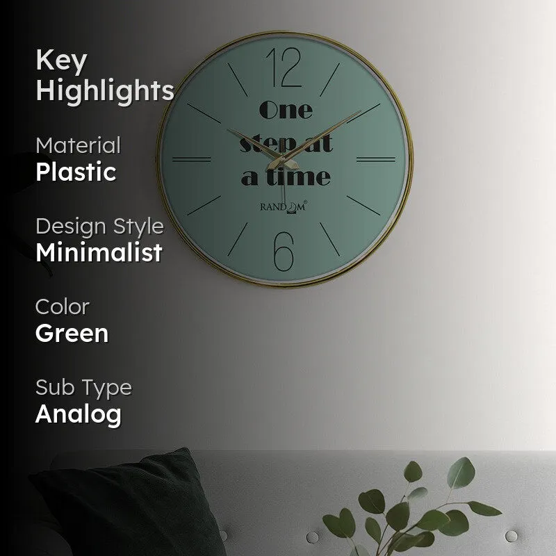 One Step at a Time Round Analog Wall Clock - Green media 2