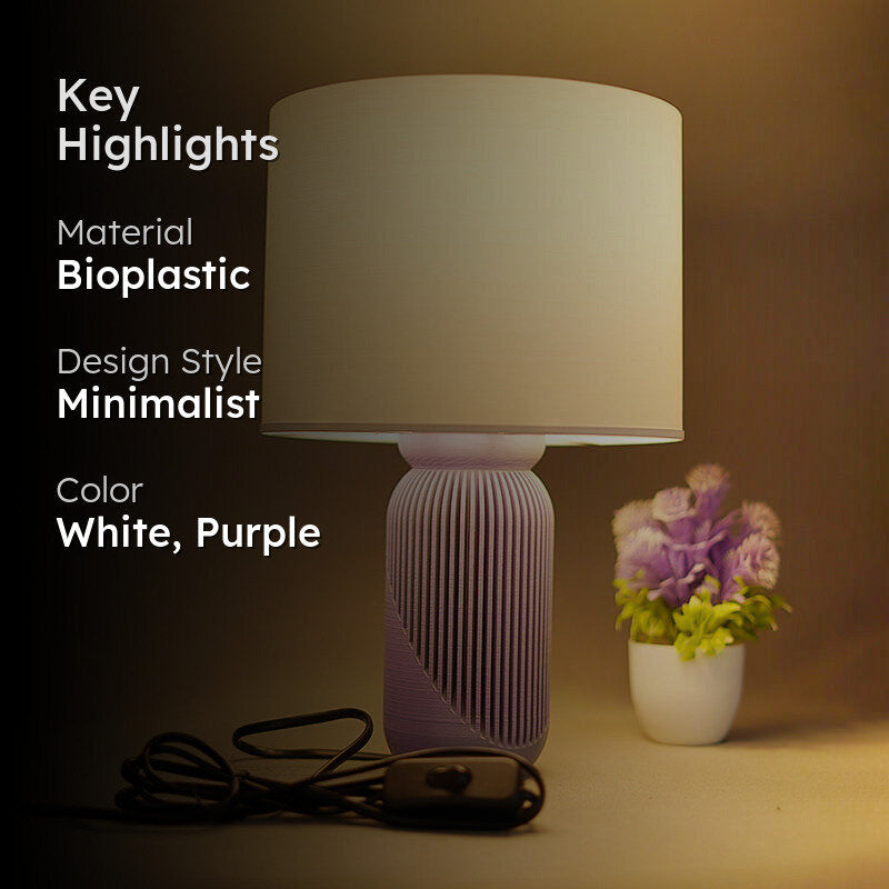 Viva Light 3D Printed Table Lamp - White,Purple media 2