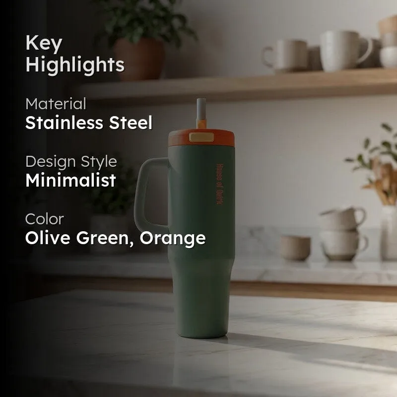 AuraGrip Stainless Steel Tumbler (1200 ML) - Olive Green media 2