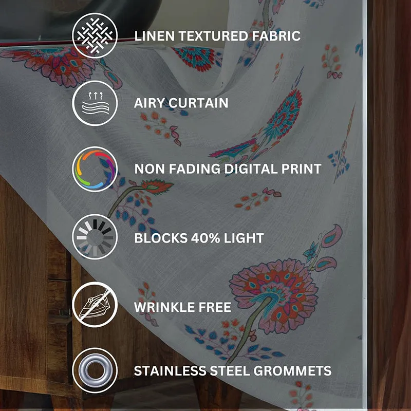 Veela Linen Texture Sheer Curtain - Set Of Two media 9
