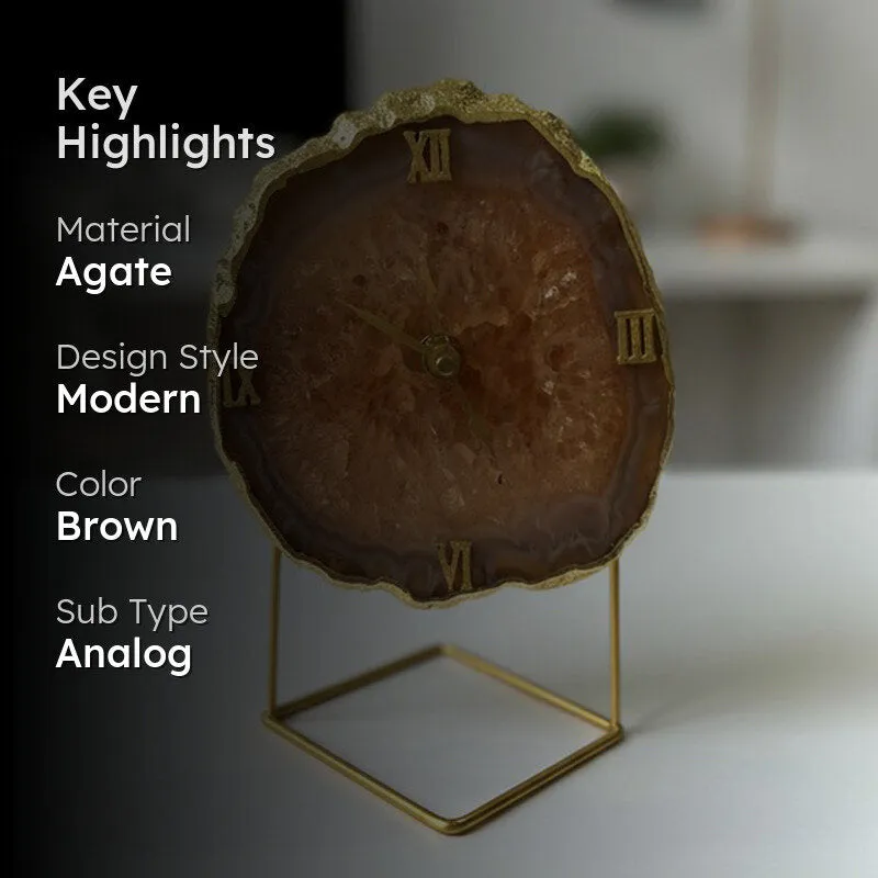 Crystal Keeper Agate Table Clock - Brown media 2