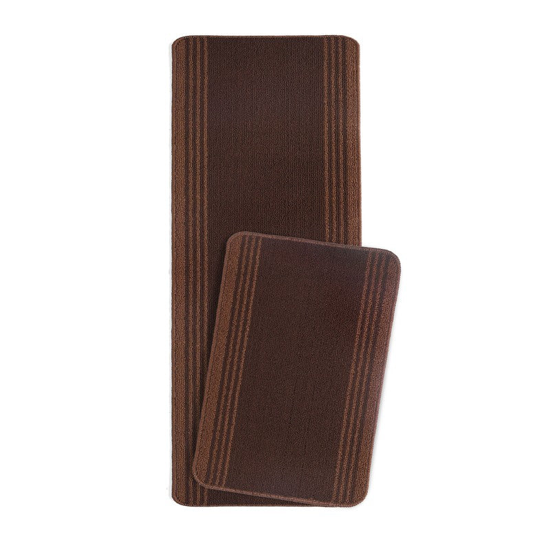 Stripe Haven Kitchen Floor Mats (Coffee) - Set of Two media 3