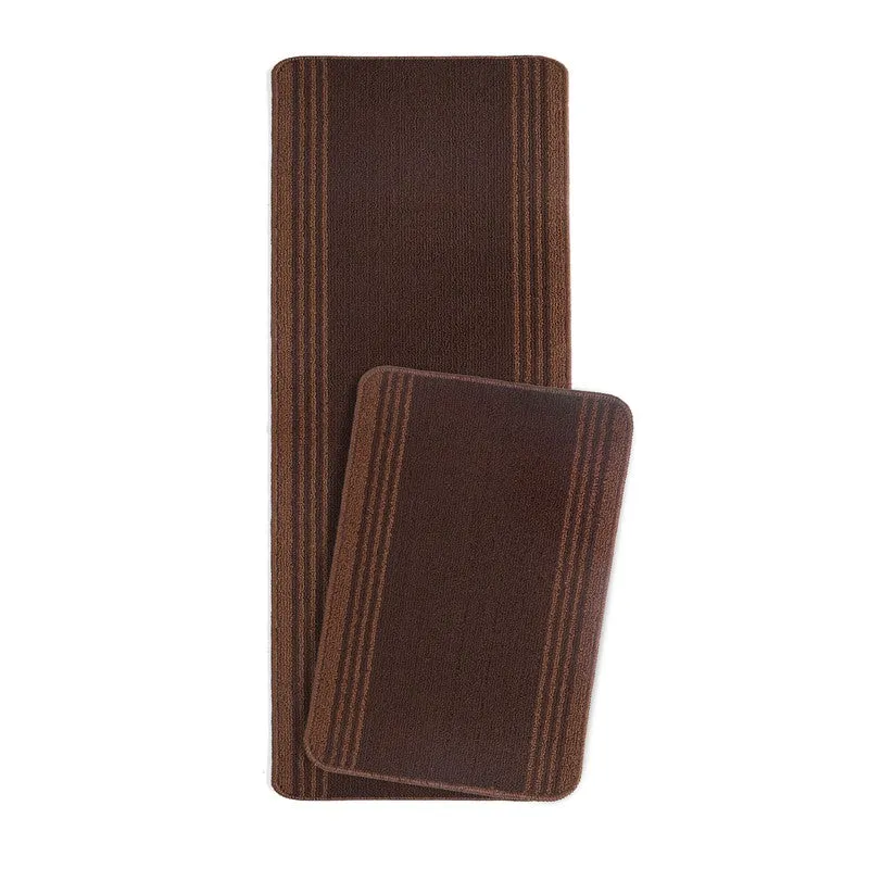 Stripe Haven Kitchen Floor Mats (Coffee) - Set of Two media 3
