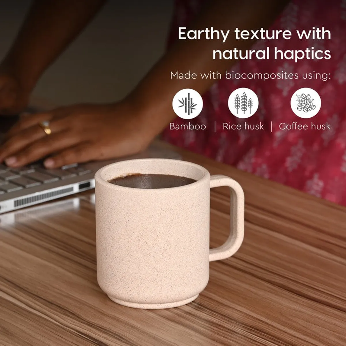 Nordic Rice Husk Coffee Mug (350 mL Each) - Set Of Six | Vaaree