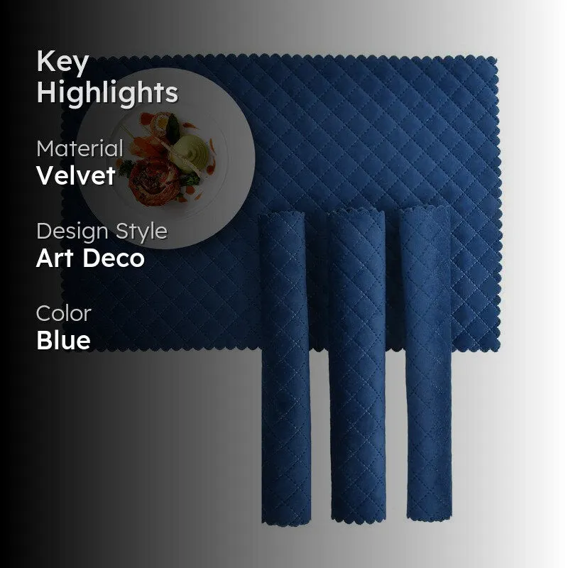 Osric Velvet Quilted Placemat (Blue) - Set Of Six media 2