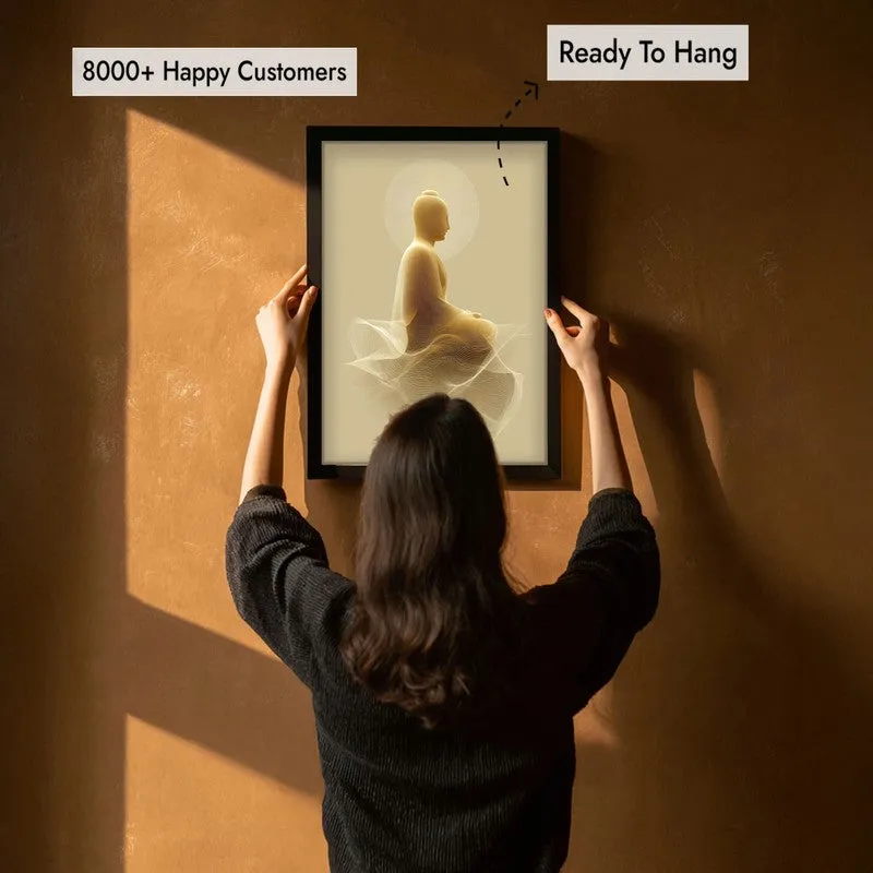 Enveloped in Enlightenment Buddha Archival Paper Wall Painting With Black Frame media 7
