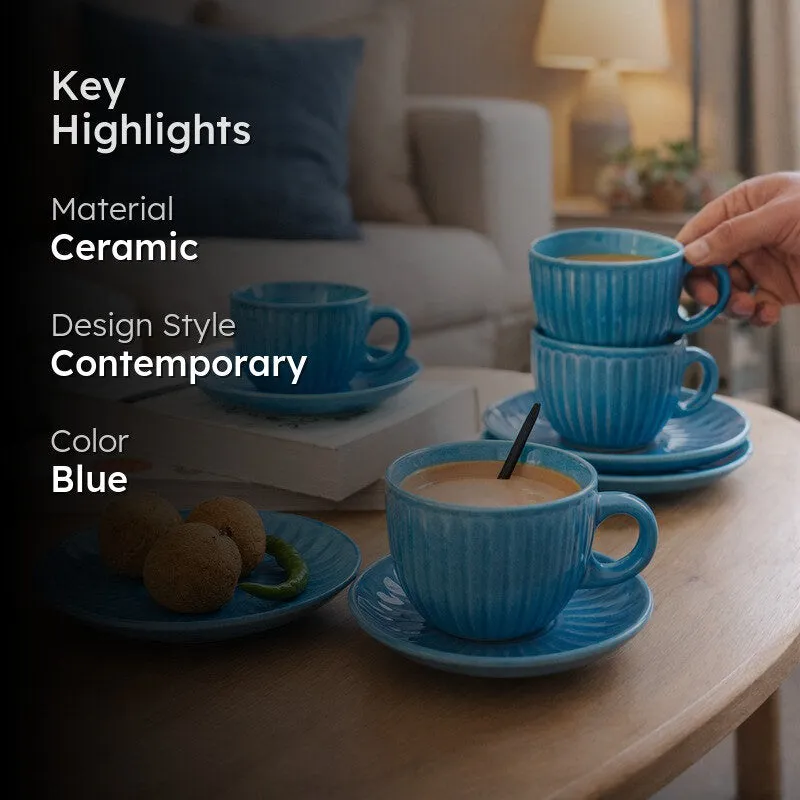 Siplet Cup & Saucer (Sky Blue/150 mL Eah) - Set of Four media 2