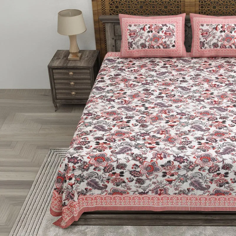 Leafis Cotton Bedsheet (Pink,Grey) - 240 TC media 3