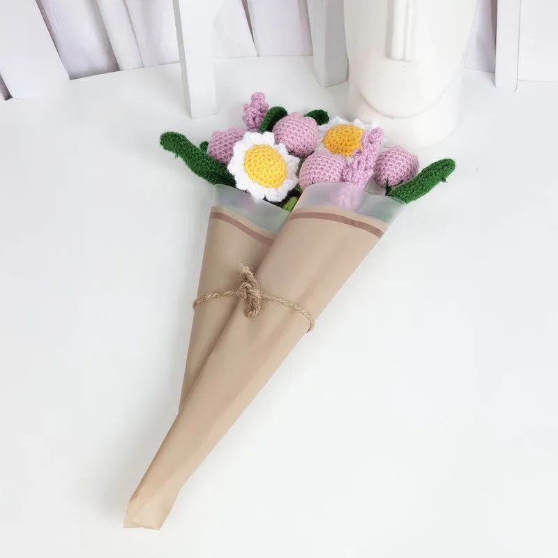 Crochet Handmade Tulip Bouquet (Pink & Yellow) - Set Of Eight media 4