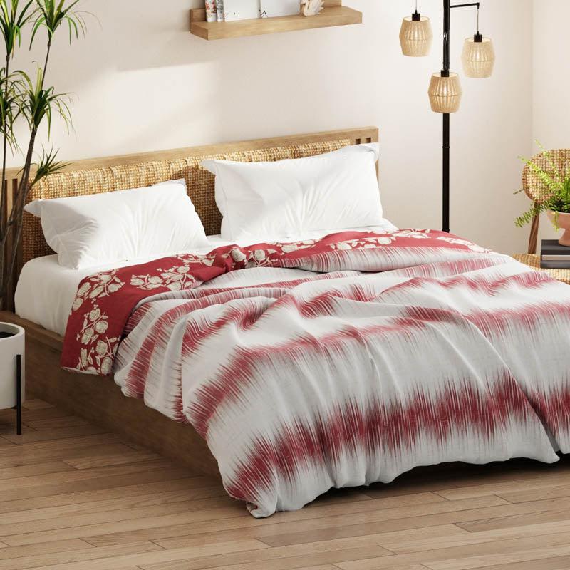 Arjia Floral Reversible Microfiber Comforter (Red) - 120 GSM media 9